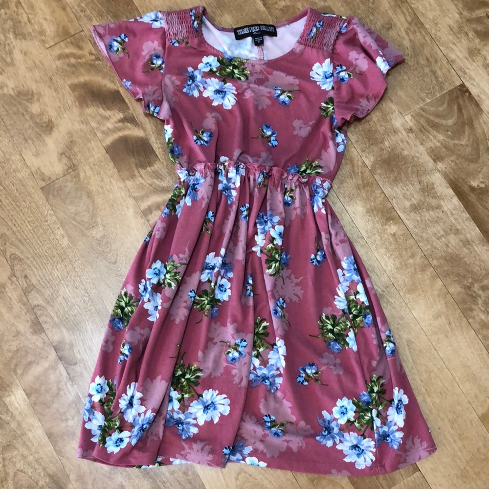 Girls size small (6) slip on floral dress.